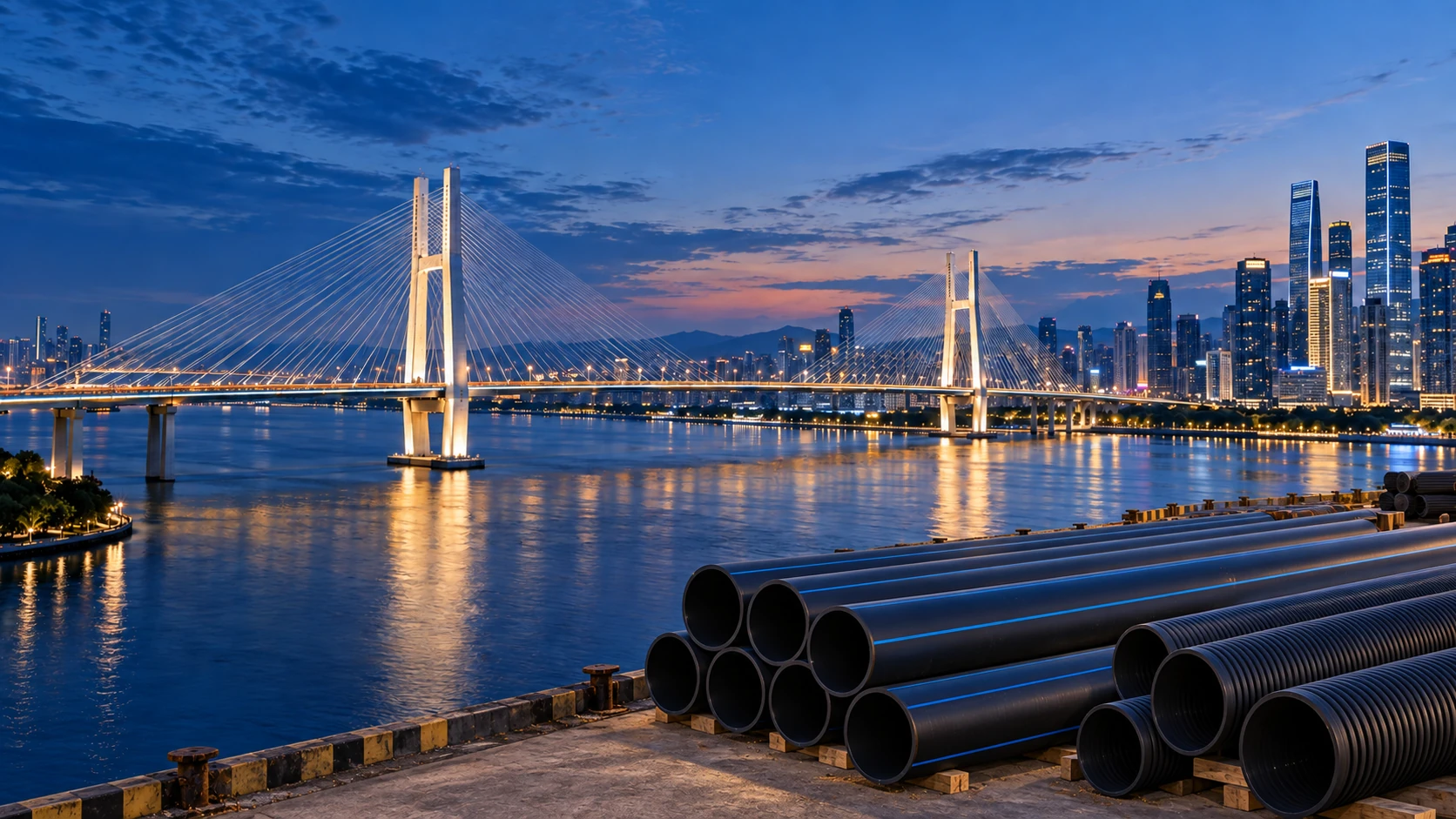 城市桥梁与管材前景概念画面